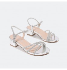 sandal with strips of crystal