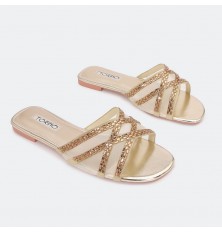 colorless slipper with strass