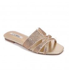 Shiny flat women's slide...