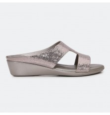 Snakeskin print wedge slippers