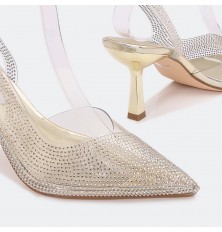 Clear stiletto slingback...